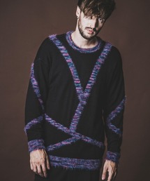 【NO ID.】Reversible Panel Changing Crew-Neck Pullover / リバーシブル パネル チェンジング クルーネック プルオーバー