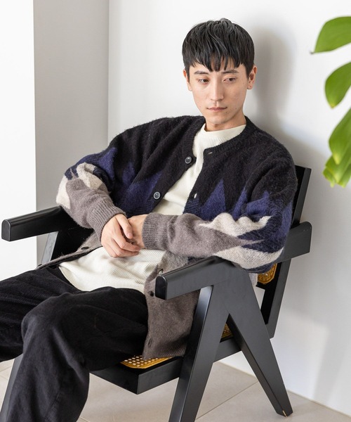 niko and...(ニコアンド)の「シャギーアーガイルニットカーディガン(カーディガン/ボレロ・メンズ・ベージュ/グレー/グリーン・MEDIUM/LARGE)」の11枚目の写真