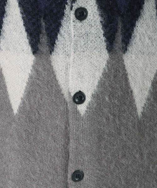 niko and...(ニコアンド)の「シャギーアーガイルニットカーディガン(カーディガン/ボレロ・メンズ・ベージュ/グレー/グリーン・MEDIUM/LARGE)」の4枚目の写真