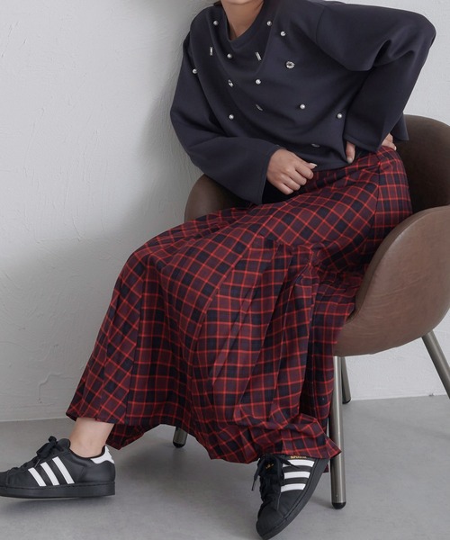 soie by apres jour mignon(ソワバイアプレジュールミニョン)の「【soie by apres jour mignon】サイドプリーツハイウエストスカート【ZOZOTOWN限定アイテム】(スカート・レディース・レッド系その他/ライトグレー/杢グレー/グレー・フリー)」の4枚目の写真