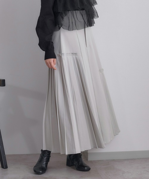 soie by apres jour mignon(ソワバイアプレジュールミニョン)の「【soie by apres jour mignon】サイドプリーツハイウエストスカート【ZOZOTOWN限定アイテム】(スカート・レディース・レッド系その他/ライトグレー/杢グレー/グレー・フリー)」の22枚目の写真