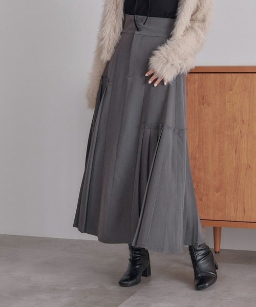 soie by apres jour mignon(ソワバイアプレジュールミニョン)の「【soie by apres jour mignon】サイドプリーツハイウエストスカート【ZOZOTOWN限定アイテム】(スカート・レディース・レッド系その他/ライトグレー/杢グレー/グレー・フリー)」の9枚目の写真
