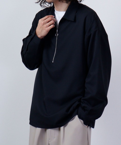 CIAO(チャオ)の「ciao ハーフジップ ドレープシャツ 長袖(シャツ/ブラウス・メンズ・ホワイト/グレー/ブルー/ブラック・M/L)」の7枚目の写真