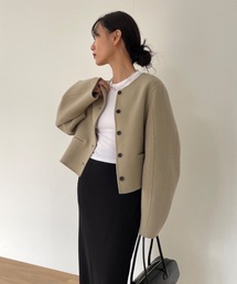 Didot.showroom　ステンカラー中綿レザーオーバージャケット Didot.showroom ステンカラー中綿レザーオーバージャケット