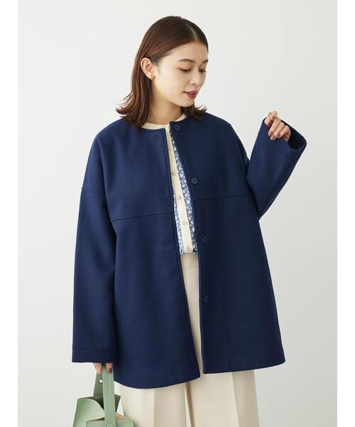 Drawer ショートスリーブノーカラーコート　新品訳あり　お洒落ジャケット Drawer（ドゥロワー）の「Drawer フリンジノーカラージャケット（ノー