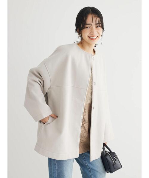 Green Parks（グリーンパークス）の「洗えるノーカラーショートコート