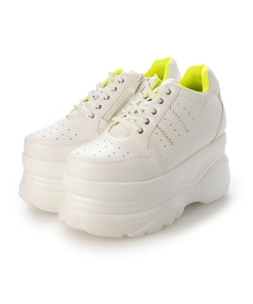 Mafmof（マフモフ）の「Mafmof(マフモフ)9cmソール厚底レースアップスニーカー（スニーカー・レディース・ブラック/ホワイト・LL/M/S/L）」の6枚目の写真