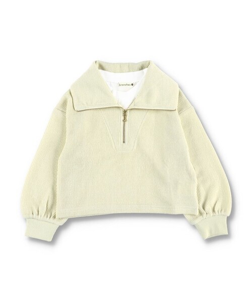 BRANSHES（ブランシェス）の「ジップアップ重ね着風トレーナー（パーカー・キッズ・アイボリー/ネイビー・90/130/110/150/120/140/100）」の2枚目の写真