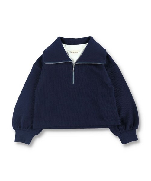 BRANSHES（ブランシェス）の「ジップアップ重ね着風トレーナー（パーカー・キッズ・アイボリー/ネイビー・90/130/110/150/120/140/100）」の10枚目の写真