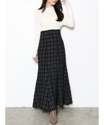 MERCURYDUO | 異素材ドッキングバックレースアップニットワンピース(ワンピース)