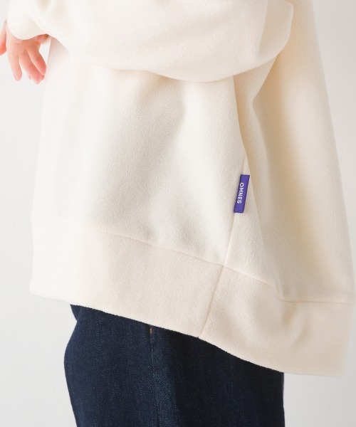 OMNES（オムネス）の「ふわ軽静電気防止マイクロフリースパーカー長袖（パーカー・レディース・アイボリー/キャメル/ホワイト×ネイビー/ブラック・LARGE/MEDIUM）」の7枚目の写真