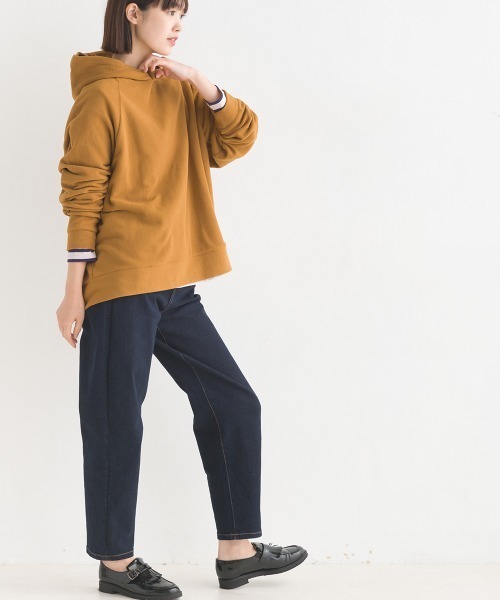 OMNES（オムネス）の「ふわ軽静電気防止マイクロフリースパーカー長袖（パーカー・レディース・アイボリー/キャメル/ホワイト×ネイビー/ブラック・LARGE/MEDIUM）」の11枚目の写真