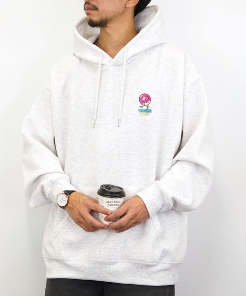 Burner（バーナー）の「【GROOVY STORE】WALKING DONUT オーバーサイズ刺繍スウェットパーカー裏起毛（パーカー・メンズ・ブラック/ホワイト/グレイッシュベージュ・L/M/LL）」の8枚目の写真
