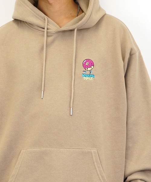 Burner（バーナー）の「【GROOVY STORE】WALKING DONUT オーバーサイズ刺繍スウェットパーカー裏起毛（パーカー・メンズ・ブラック/ホワイト/グレイッシュベージュ・L/M/LL）」の21枚目の写真