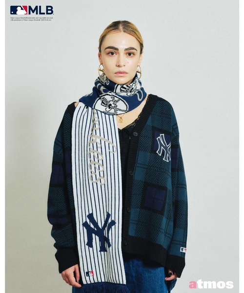 本店は MLB Knit Cardigan NAVY atmospink トップス