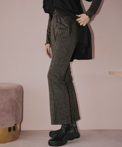 ELLEgirl（エルガール）の「ラメセンターシームリブパンツ【ELLEgirl/エル ガール】（その他パンツ・レディース・ブラウン/グレー・FREE）」の6枚目の写真