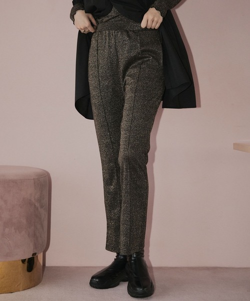 ELLEgirl（エルガール）の「ラメセンターシームリブパンツ【ELLEgirl/エル ガール】（その他パンツ・レディース・ブラウン/グレー・FREE）」の5枚目の写真