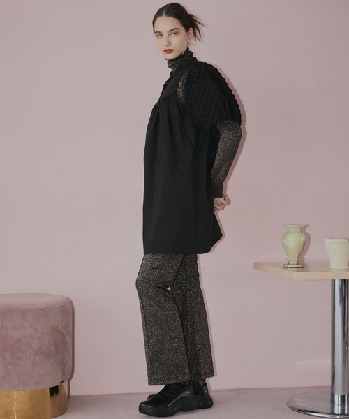 ELLEgirl（エルガール）の「ラメセンターシームリブパンツ【ELLEgirl/エル ガール】（その他パンツ・レディース・ブラウン/グレー・FREE）」の3枚目の写真