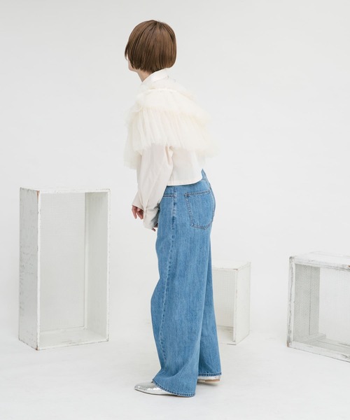 KBF(ケイビーエフ)の「チュールSETクロップドシャツ(シャツ/ブラウス・レディース・ブルー/チャコールグレー/アイボリー・ONE)」の13枚目の写真