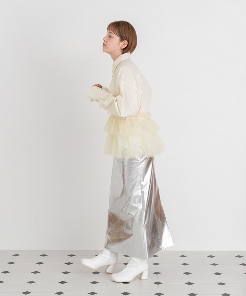 KBF(ケイビーエフ)の「チュールSETクロップドシャツ(シャツ/ブラウス・レディース・ブルー/チャコールグレー/アイボリー・ONE)」の22枚目の写真