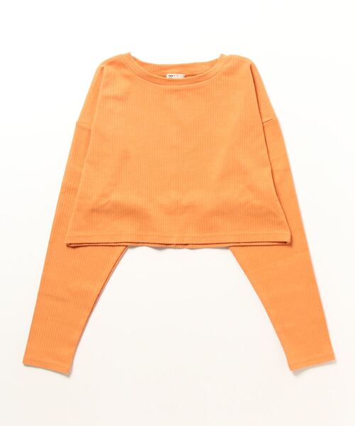 BILLABONG(ビラボン)の「【直営店限定】BILLABONG レディース SET UP RIB TOPS ロンT 【2024年春夏モデル】/ビラボンセットアップ対応ストレッチリブリラックスサイジングデザイントップス(Tシャツ/カットソー・レディース・アイボリー/ブラック系その他/オレンジ・MEDIUM)」の1枚目の写真