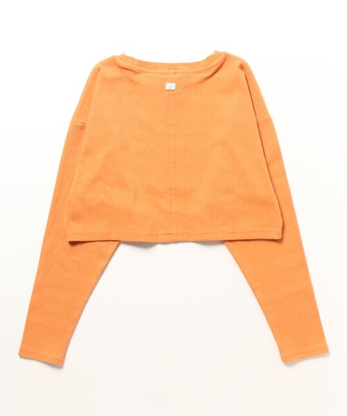 BILLABONG(ビラボン)の「【直営店限定】BILLABONG レディース SET UP RIB TOPS ロンT 【2024年春夏モデル】/ビラボンセットアップ対応ストレッチリブリラックスサイジングデザイントップス(Tシャツ/カットソー・レディース・アイボリー/ブラック系その他/オレンジ・MEDIUM)」の4枚目の写真