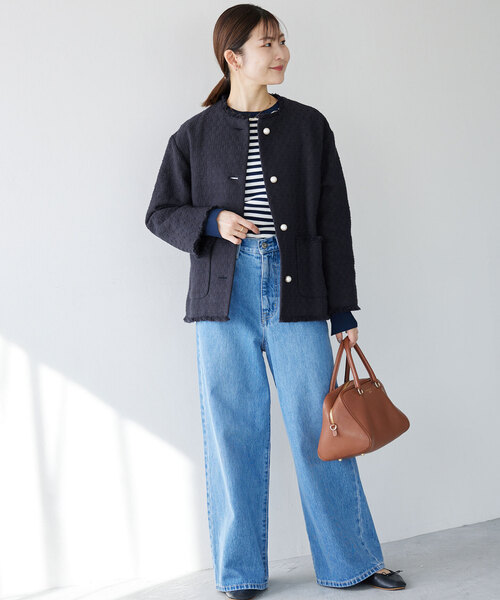 SLOBE IENA ブッチャーツィードジャケット　ネイビー　フリー SLOBE IENA（スローブイエナ）の「ブッチャーツィードジャケット（ノー