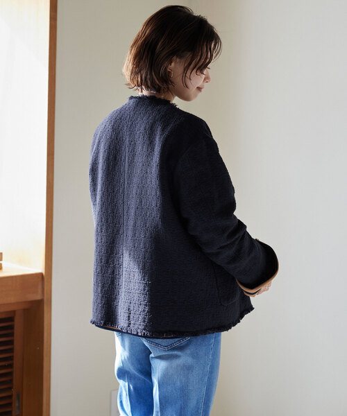 SLOBE IENA ブッチャーツィードジャケット　ネイビー　フリー SLOBE IENA（スローブイエナ）の「ブッチャーツィードジャケット（ノー