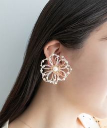 ビーズフラワーイヤリング