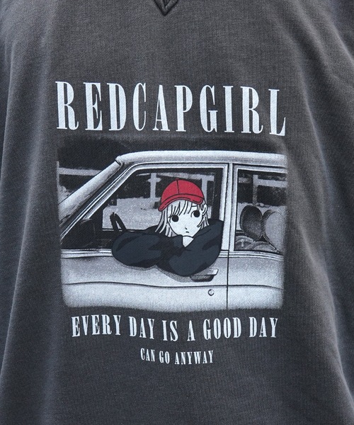 Red Cap Girl（レッドキャプガール）の「【RED CAP GIRL】ビッグシルエット ピグメント加工 フロントイラストプリント プルオーバースウェット（スウェット・メンズ・グレー系その他/チャコールグレー・L/M）」の16枚目の写真