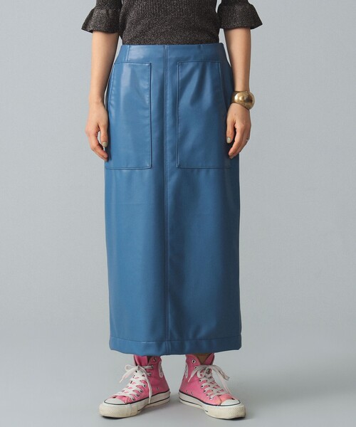 BEAMS BOY（ビームスボーイ）の「maturely / Fake Leather Work Skirt（スカート・レディース・ブラック/ブルー系その他2・1/0）」の15枚目の写真