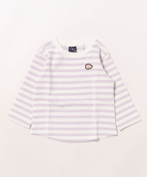 Crescent(クレッセント)の「ワンポイントボーダー長袖Tシャツ(Tシャツ/カットソー・キッズ・サックスブルー/パープル/ネイビー・110/120/130/100/80/90)」の3枚目の写真