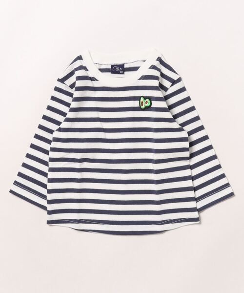 Crescent(クレッセント)の「ワンポイントボーダー長袖Tシャツ(Tシャツ/カットソー・キッズ・サックスブルー/パープル/ネイビー・110/120/130/100/80/90)」の2枚目の写真