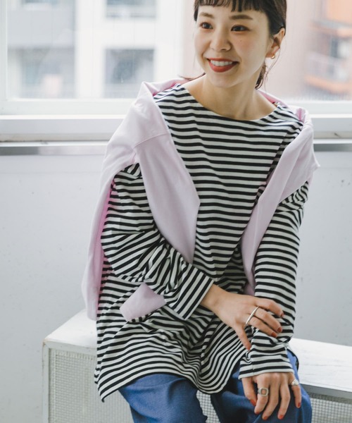 ITEMS URBANRESEARCH（アイテムズ アーバンリサーチ）の「ボートネックルーズカットソー（Tシャツ/カットソー・レディース・ホワイト系その他/ライトピンク/ブラウン系その他・FREE）」の10枚目の写真