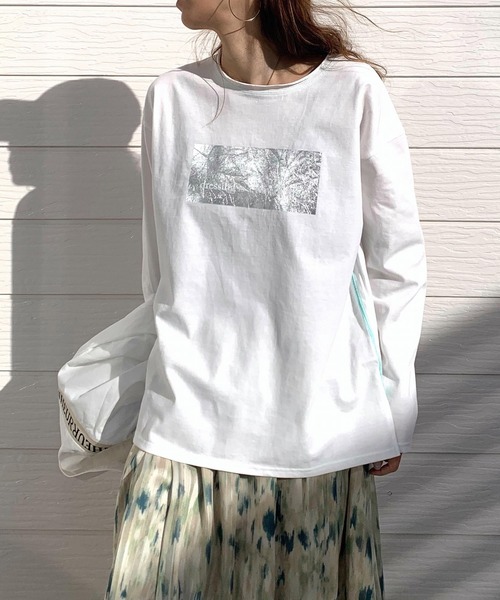 Q（キュー）の「メタリックロゴロンT（Tシャツ/カットソー・レディース・レモンイエロー/ホワイト/ブラック・MEDIUM）」の2枚目の写真