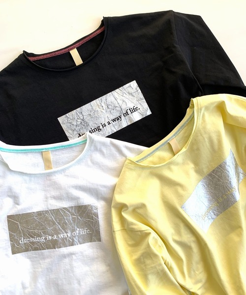 Q（キュー）の「メタリックロゴロンT（Tシャツ/カットソー・レディース・レモンイエロー/ホワイト/ブラック・MEDIUM）」の4枚目の写真