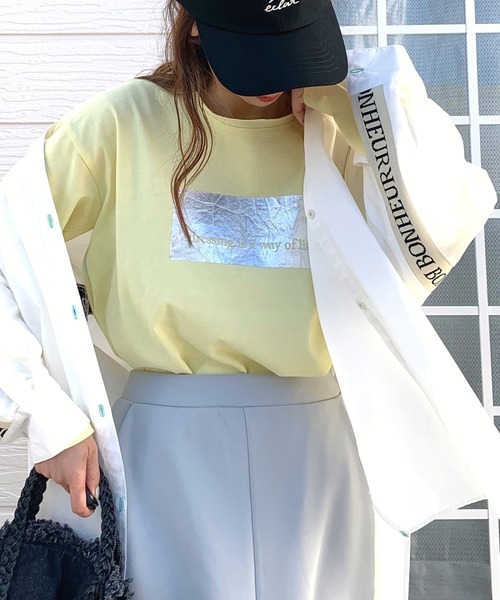 Q（キュー）の「メタリックロゴロンT（Tシャツ/カットソー・レディース・レモンイエロー/ホワイト/ブラック・MEDIUM）」の16枚目の写真