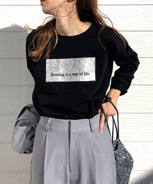 Q（キュー）の「メタリックロゴロンT（Tシャツ/カットソー・レディース・レモンイエロー/ホワイト/ブラック・MEDIUM）」の12枚目の写真