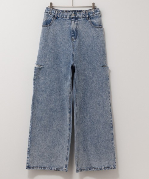 Mac-House（マックハウス）の「GOOD CREW グッドクルー サイドカットウエストホックデニム 綿100%（デニムパンツ・レディース・ブルー系その他/サックスブルー・S/M/L）」の6枚目の写真