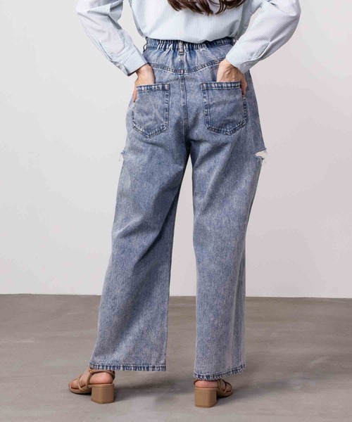 Mac-House（マックハウス）の「GOOD CREW グッドクルー サイドカットウエストホックデニム 綿100%（デニムパンツ・レディース・ブルー系その他/サックスブルー・S/M/L）」の12枚目の写真