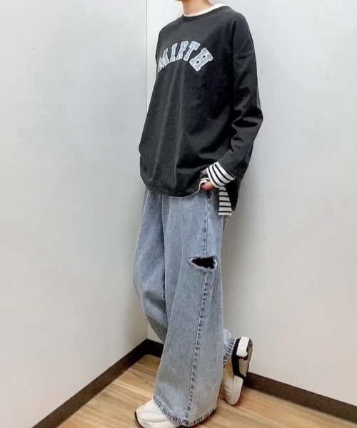 Mac-House（マックハウス）の「GOOD CREW グッドクルー サイドカットウエストホックデニム 綿100%（デニムパンツ・レディース・ブルー系その他/サックスブルー・S/M/L）」の16枚目の写真