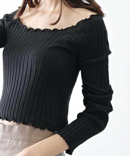 ibeul_（イベール）の「スクエアネック2WAYリブトップス（Tシャツ/カットソー・レディース・ホワイト/パープル/ブラック/オリーブ・FREE）」の3枚目の写真