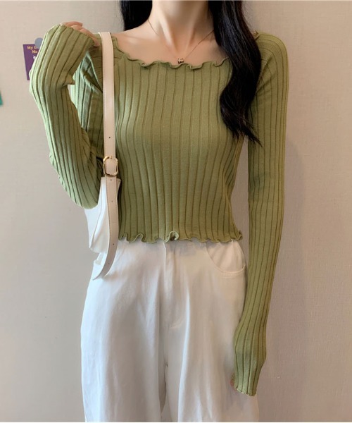 ibeul_（イベール）の「スクエアネック2WAYリブトップス（Tシャツ/カットソー・レディース・ホワイト/パープル/ブラック/オリーブ・FREE）」の19枚目の写真