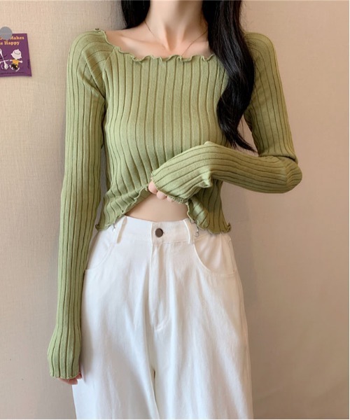 ibeul_（イベール）の「スクエアネック2WAYリブトップス（Tシャツ/カットソー・レディース・ホワイト/パープル/ブラック/オリーブ・FREE）」の18枚目の写真