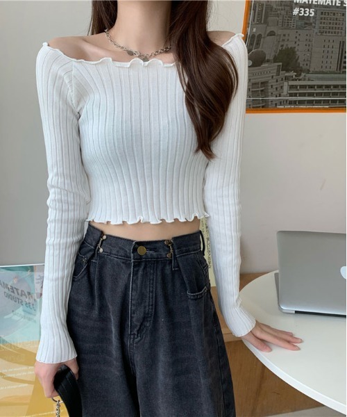 ibeul_（イベール）の「スクエアネック2WAYリブトップス（Tシャツ/カットソー・レディース・ホワイト/パープル/ブラック/オリーブ・FREE）」の17枚目の写真