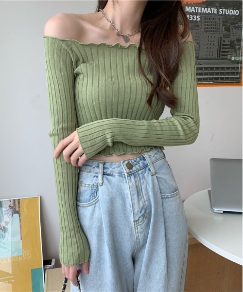 ibeul_（イベール）の「スクエアネック2WAYリブトップス（Tシャツ/カットソー・レディース・ホワイト/パープル/ブラック/オリーブ・FREE）」の15枚目の写真