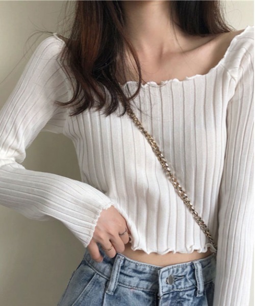 ibeul_（イベール）の「スクエアネック2WAYリブトップス（Tシャツ/カットソー・レディース・ホワイト/パープル/ブラック/オリーブ・FREE）」の14枚目の写真