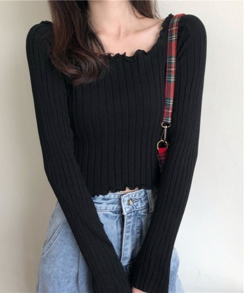 ibeul_（イベール）の「スクエアネック2WAYリブトップス（Tシャツ/カットソー・レディース・ホワイト/パープル/ブラック/オリーブ・FREE）」の10枚目の写真