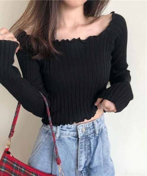 ibeul_（イベール）の「スクエアネック2WAYリブトップス（Tシャツ/カットソー・レディース・ホワイト/パープル/ブラック/オリーブ・FREE）」の9枚目の写真