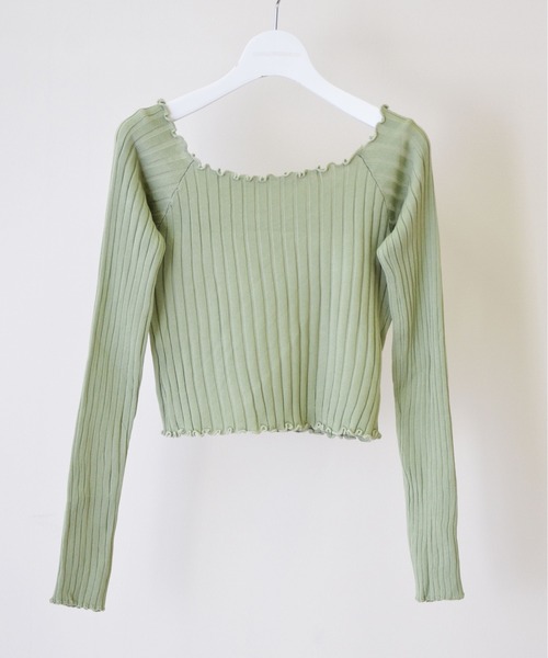 ibeul_（イベール）の「スクエアネック2WAYリブトップス（Tシャツ/カットソー・レディース・ホワイト/パープル/ブラック/オリーブ・FREE）」の7枚目の写真